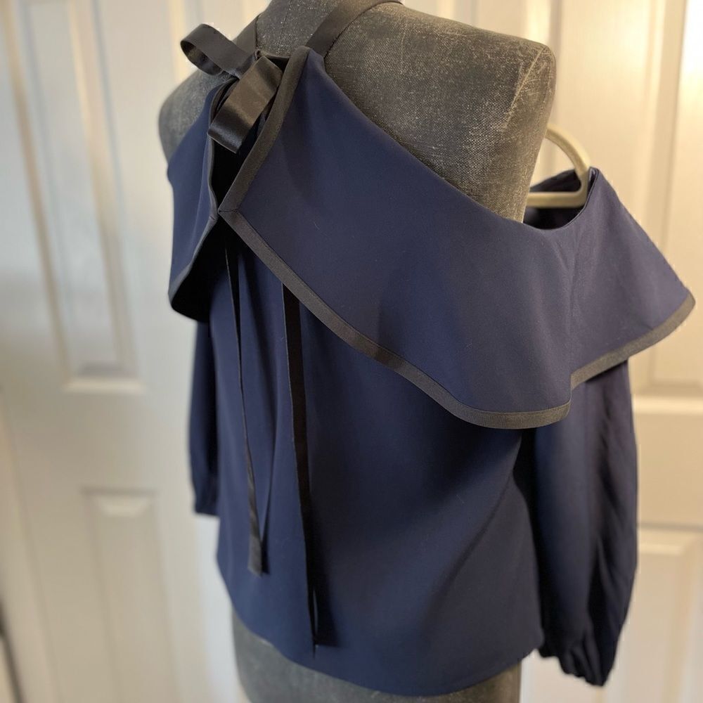 Alexis Navy Off-Shoulder Ruffle Blouse - Picture 5 of 7